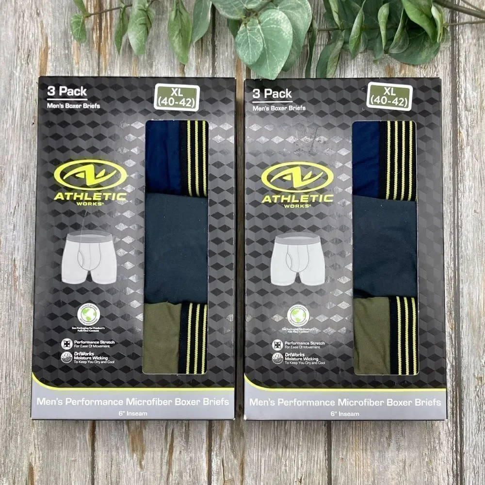 Men's Microfiber 6” Inseam Boxer Brief Underwear 2, 3-Packs Size XL